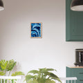A4 Bluebells botanical cyanotype art print shown styled on a kitchen wall